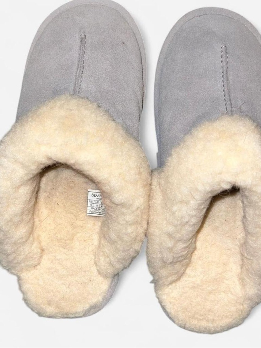 Bear paw Cozy Grey Shearling-Lined Women's Slippers